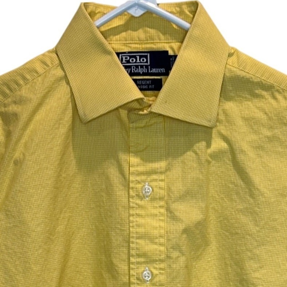 Polo Ralph Lauren Regent Classic Fit 16 34/35 Men's Yellow Gingham Button Down